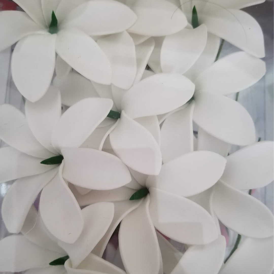 WHITE TIARE STICK FOAM FLOWERS
