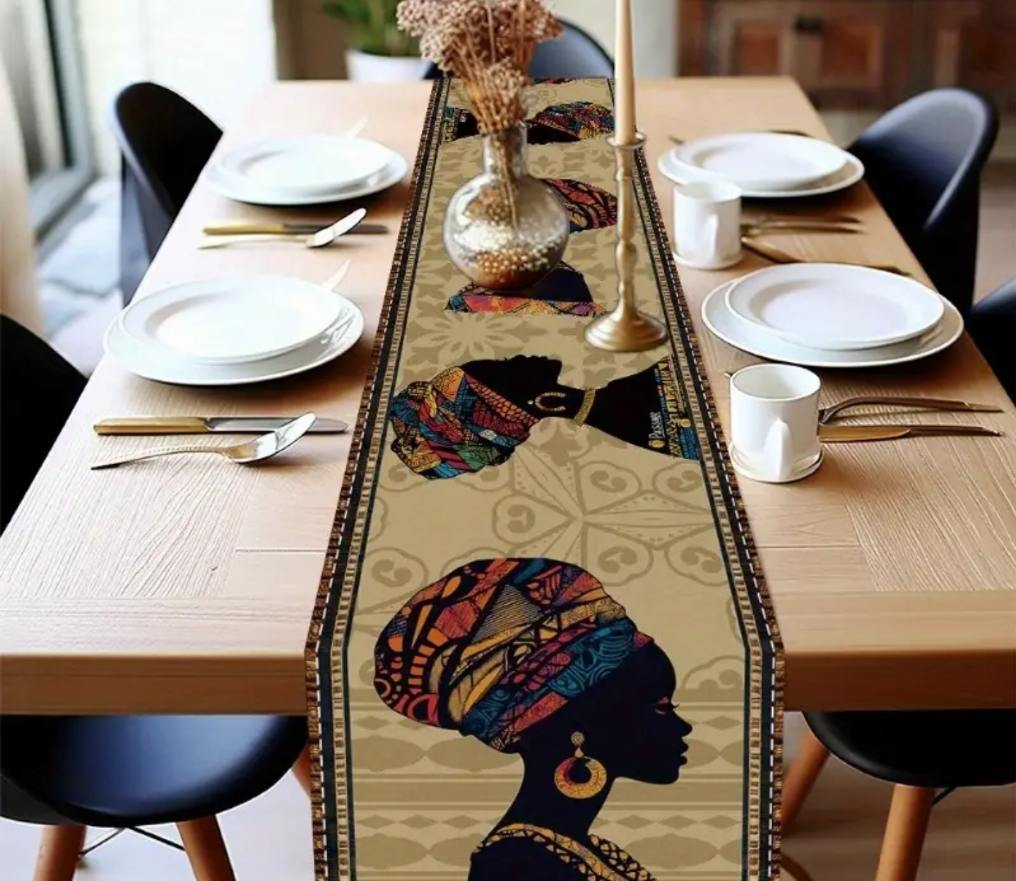 African Queen Silhouette Table Runner