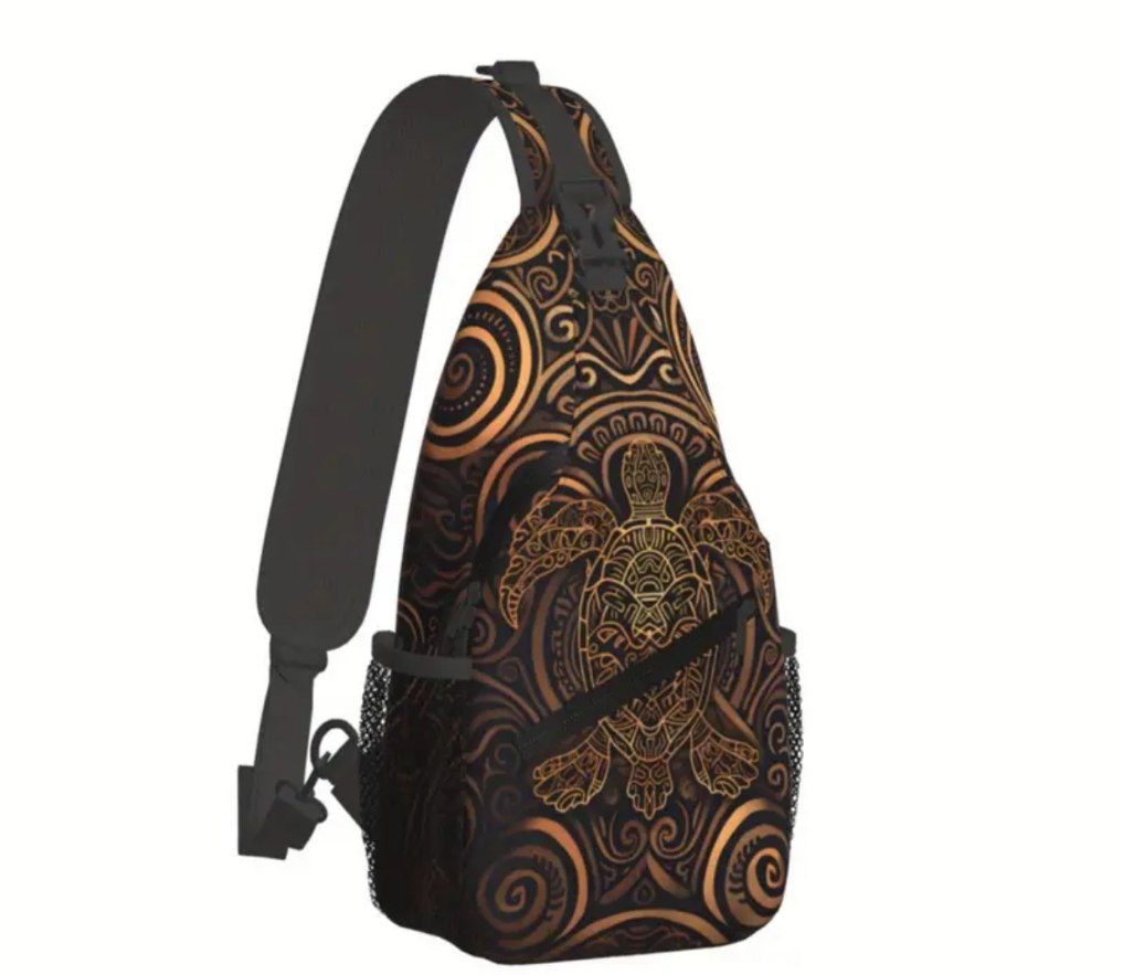 Black and Gold Turtle Crossbody Bag