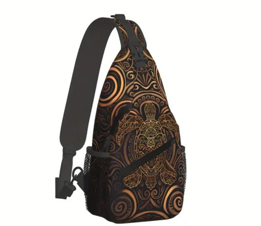 Black and Gold Turtle Crossbody Bag