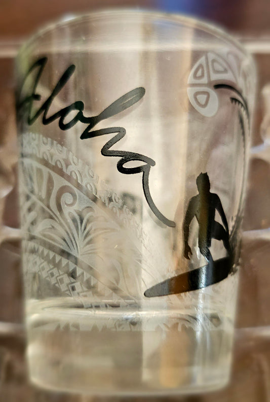 Aloha and Ride the Wave Shot Glass