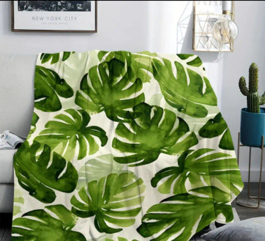 Tropical Palm Leaf Blanket