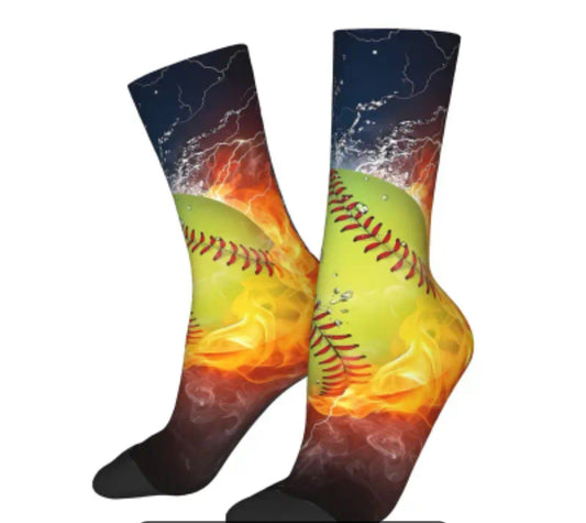 Flaming Softball Socks