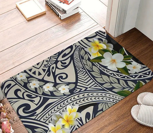 Tribal Mat with Plumerias