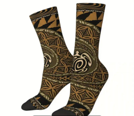Brown Tribal Turtle Socks