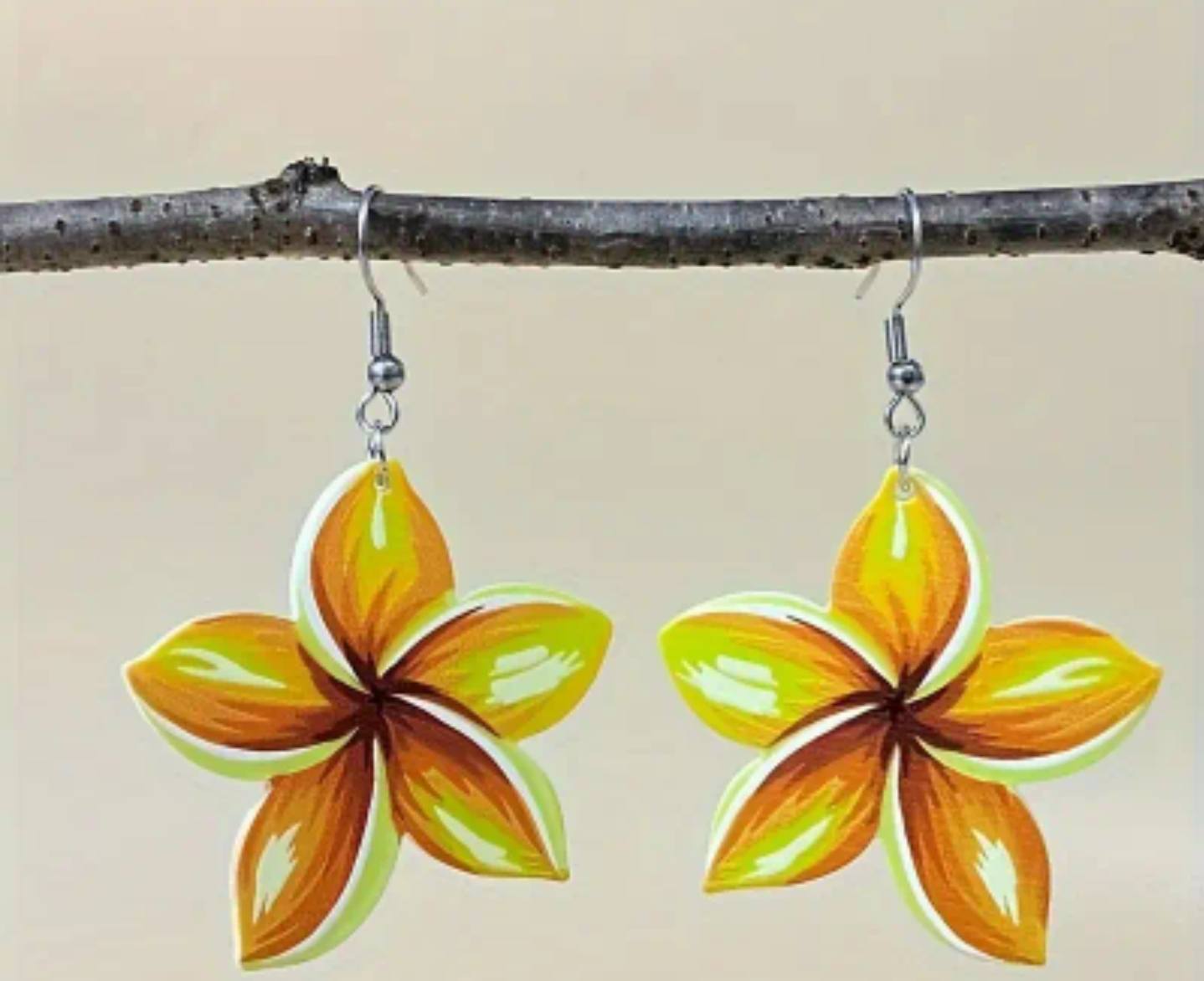 Yellow Plumeria Earrings