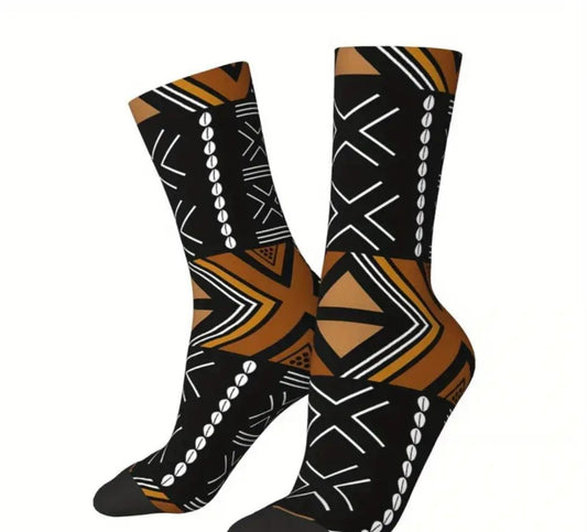 African Mud Cloth Bogolan Socks