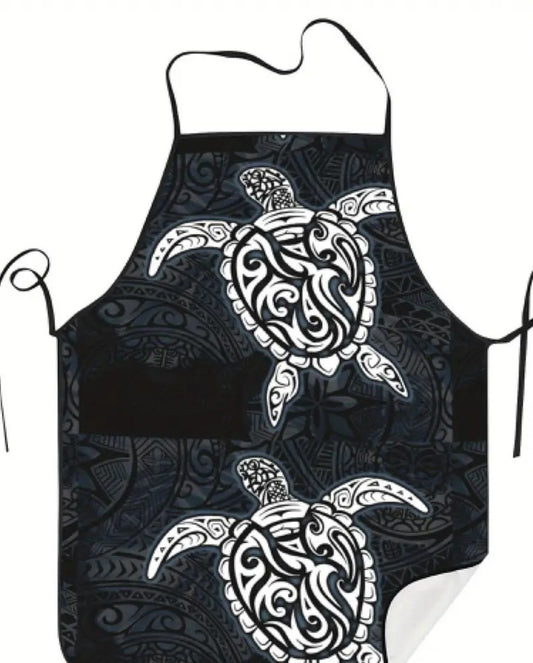 Black and White Turtle Apron