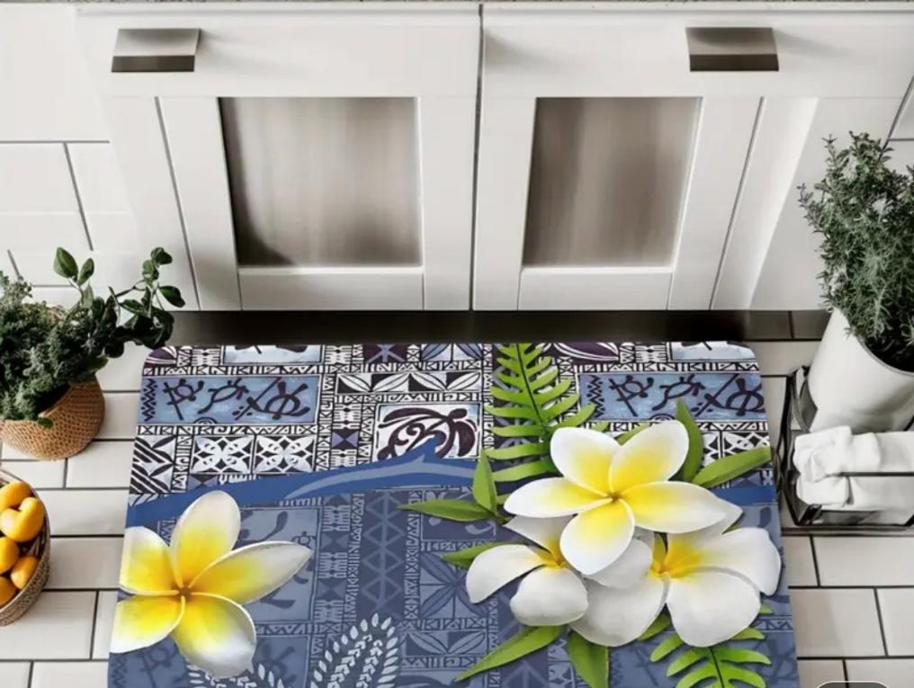 Blue Plumeria Tropical Mat